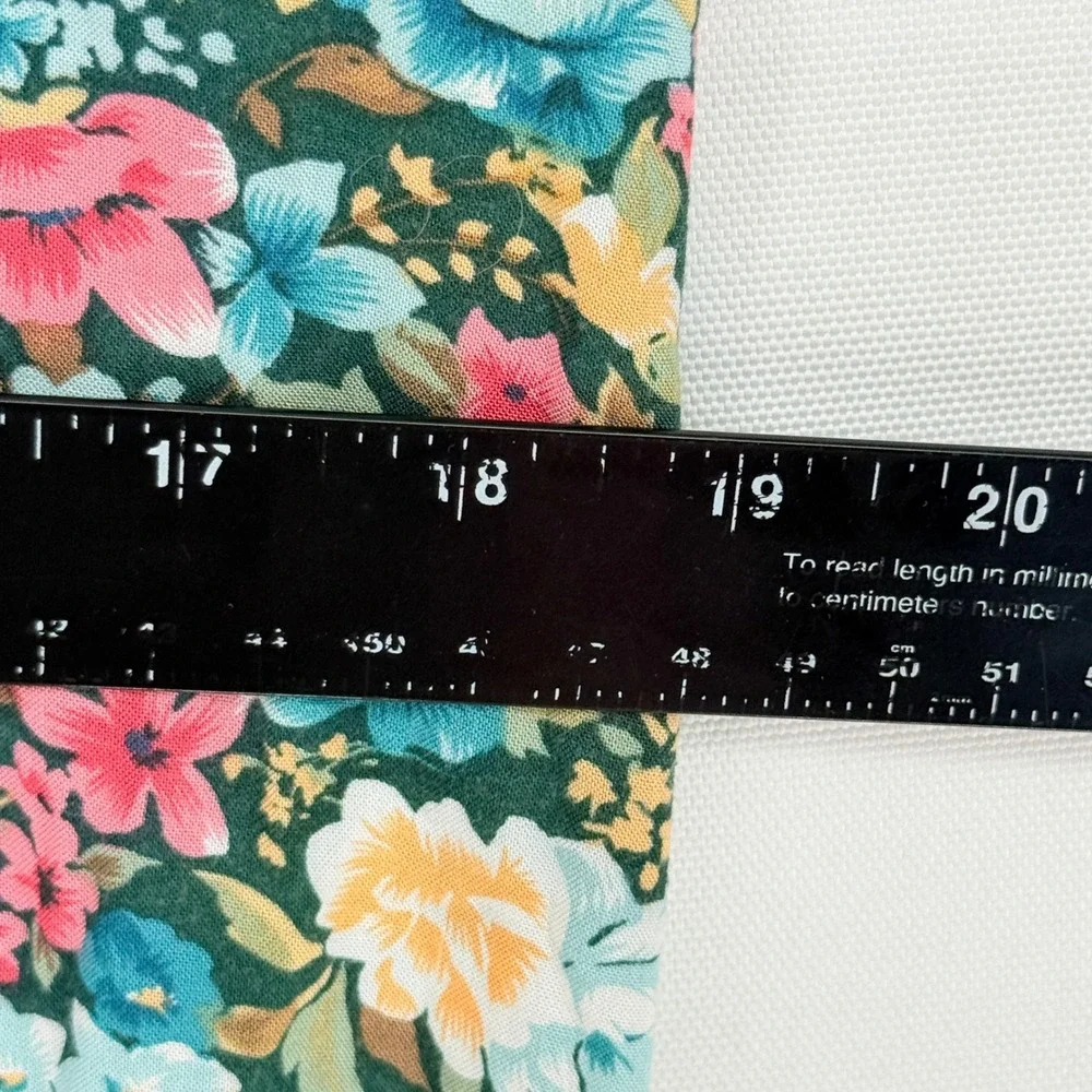 Caroline Wells II Floral Button Front Dress Womens 16 Teal Pink Cottagecore Vtg
